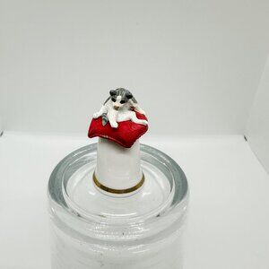 Vintage Cat Kitten Thimble Porcelain Pewter Mini Collection Funny Gag Cleaning